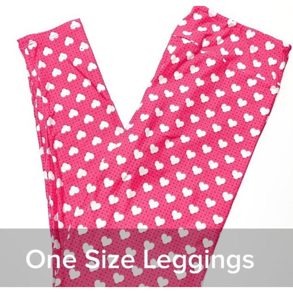 New LuLaRoe Size OS 2-10. Pink With Hearts & Dots Leggings